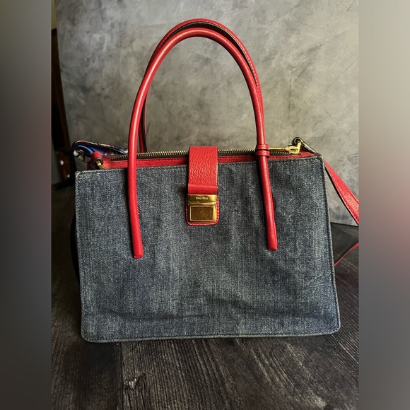 ❌Sold ❌Miu Miu denim and red leather bag | From Prada Japan - Picture 10 of 17